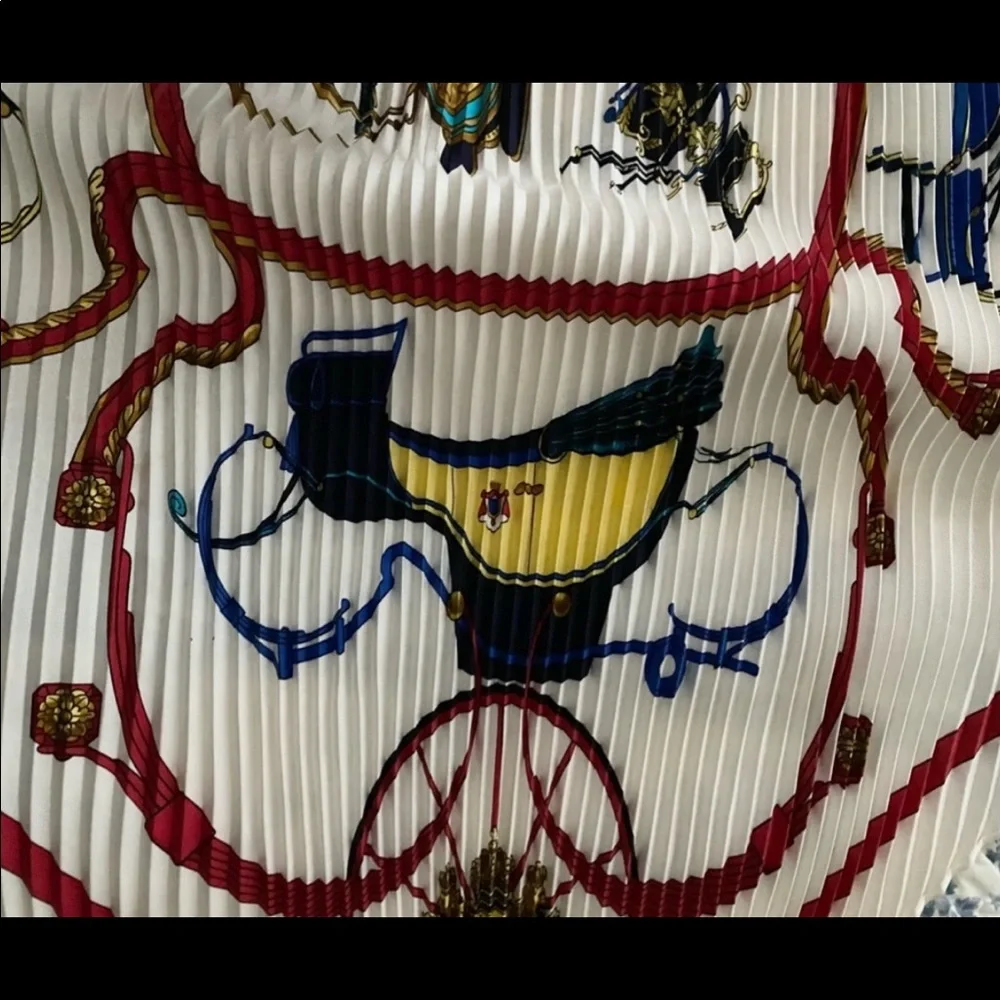 Hermes Silk Scarf - White, Red, Blue, Gold